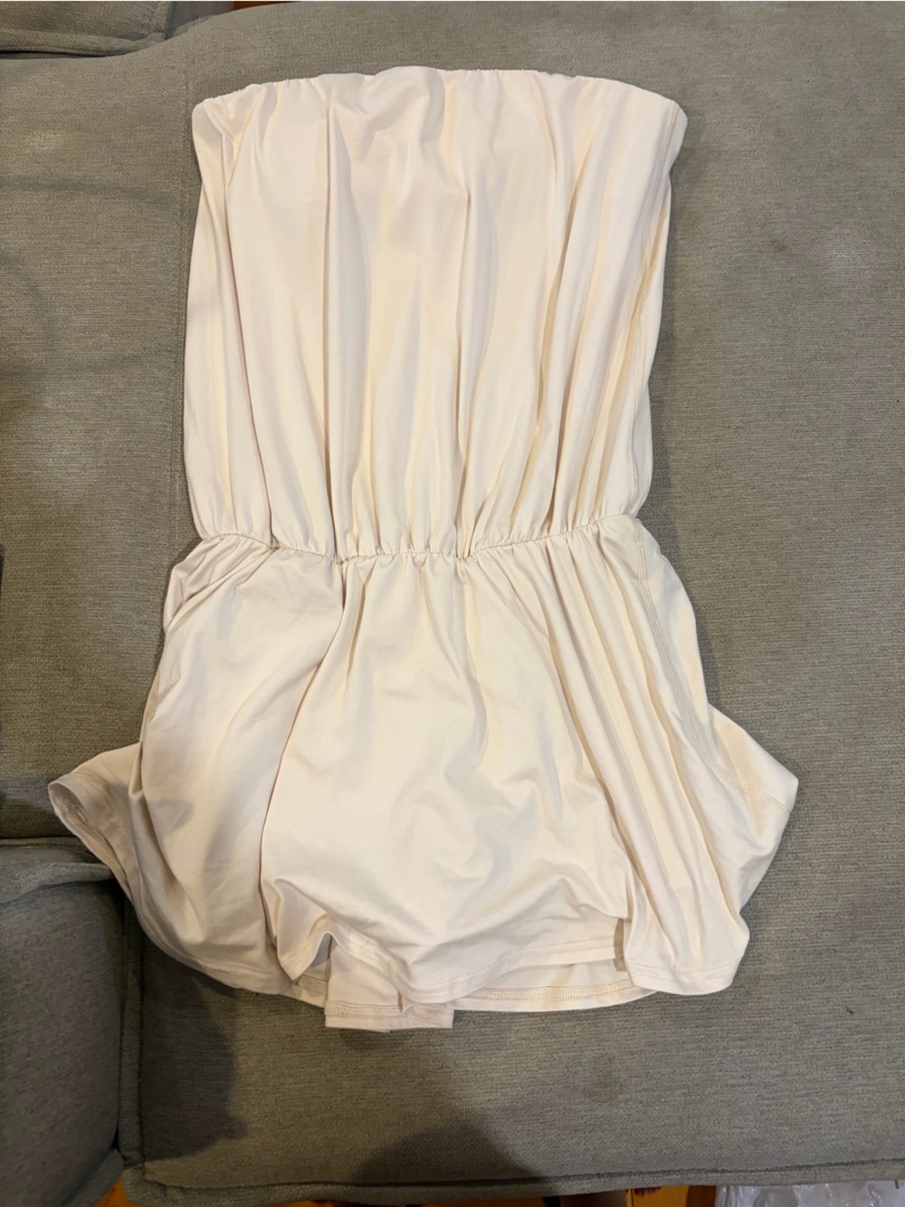 aerie offline Cream tube Waist Mini Dress with built in shorts and bra